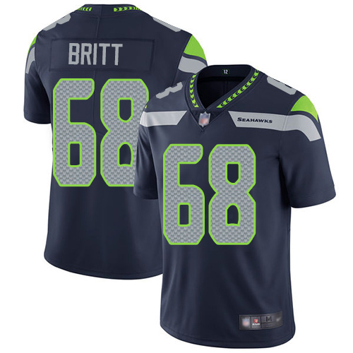 Seattle Seahawks Limited Navy Blue Men Justin Britt Home Jersey NFL Football #68 Vapor Untouchable->youth nfl jersey->Youth Jersey